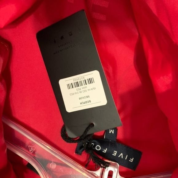 Five Four LA Jacket Men Medium Red Lightweight Elastic sleeve Stowaway Hood NWT - Picture 10 of 15